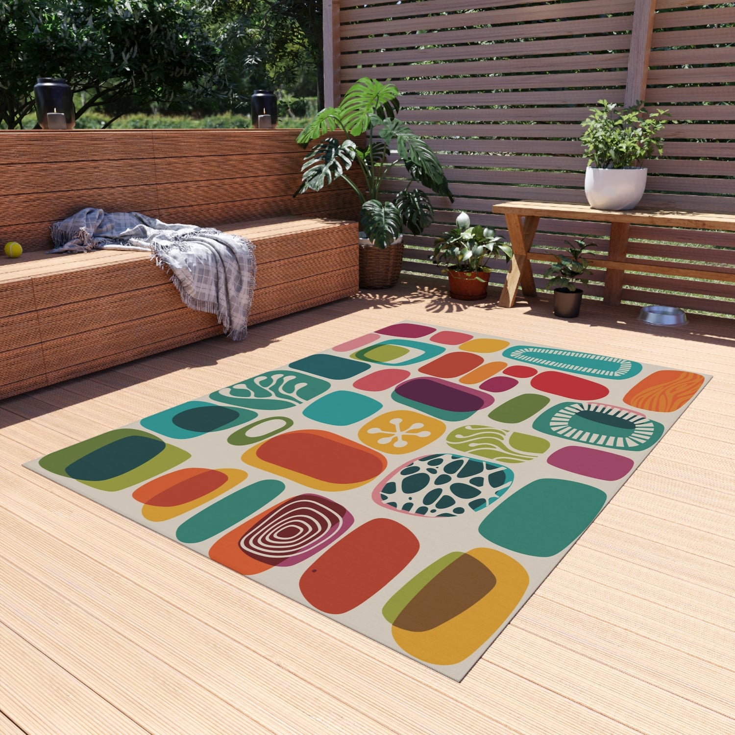 Kate McEnroe New York 1950s Mid Mod Amoeba Outdoor Rug, Retro Mid Century Modern Patio Rug, MCM Porch Rug, Mid Century Modern Indoor, Outdoor RugRugs53328306099316878996