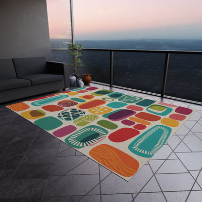 Kate McEnroe New York 1950s Mid Mod Amoeba Outdoor Rug, Retro Mid Century Modern Patio Rug, MCM Porch Rug, Mid Century Modern Indoor, Outdoor RugRugs53328306099316878996