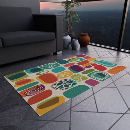 Kate McEnroe New York 1950s Mid Mod Amoeba Outdoor Rug, Retro Mid Century Modern Patio Rug, MCM Porch Rug, Mid Century Modern Indoor, Outdoor RugRugs53328306099316878996