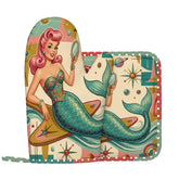 Kate McEnroe New York 1950s Retro Mermaid Atomic Starburst Oven Mitt Pot Holder Set (Left)Oven Mitts & Pot Holder SetZ71EDDtPag