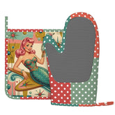 Kate McEnroe New York 1950s Retro Mermaid Atomic Starburst Oven Mitt Pot Holder Set (Left)Oven Mitts & Pot Holder SetZ71EDDtPag