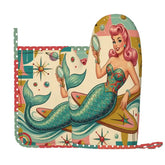 Kate McEnroe New York 1950s Retro Mermaid Atomic Starburst Oven Mitt Pot Holder Set (Right)Oven Mitts & Pot Holder SetCL7dbj30CP