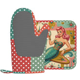 Kate McEnroe New York 1950s Retro Mermaid Atomic Starburst Oven Mitt Pot Holder Set (Right)Oven Mitts & Pot Holder SetCL7dbj30CP