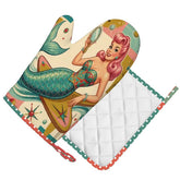 Kate McEnroe New York 1950s Retro Mermaid Atomic Starburst Oven Mitt Pot Holder Set (Right)Oven Mitts & Pot Holder SetCL7dbj30CP