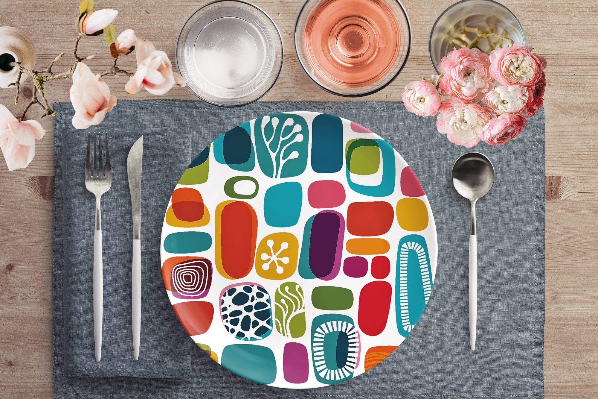 Kate McEnroe New York 1950s Retro Mid Century Modern Amoeba Dinner PlatesPlatesP20 - AMO - EBA - 23S