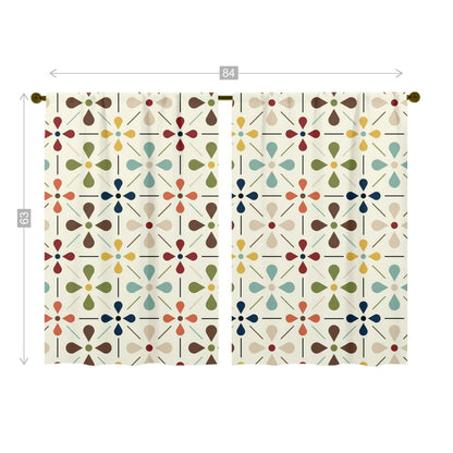 Kate McEnroe New York 1950s Retro Scandinavian Floral Mid Century Modern Window Curtains (two panels), Minimalist MCM Cream, Olive, Mustard, Brown Curtain Panel DrapesWindow Curtains107766