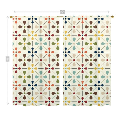 Kate McEnroe New York 1950s Retro Scandinavian Floral Mid Century Modern Window Curtains (two panels), Minimalist MCM Cream, Olive, Mustard, Brown Curtain Panel DrapesWindow Curtains107766