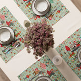 Kate McEnroe New York 1950s Retro Vintage Christmas Placemats Set of 4, Mid Century Modern Green Red Holiday TablePlacemats6836692_17484