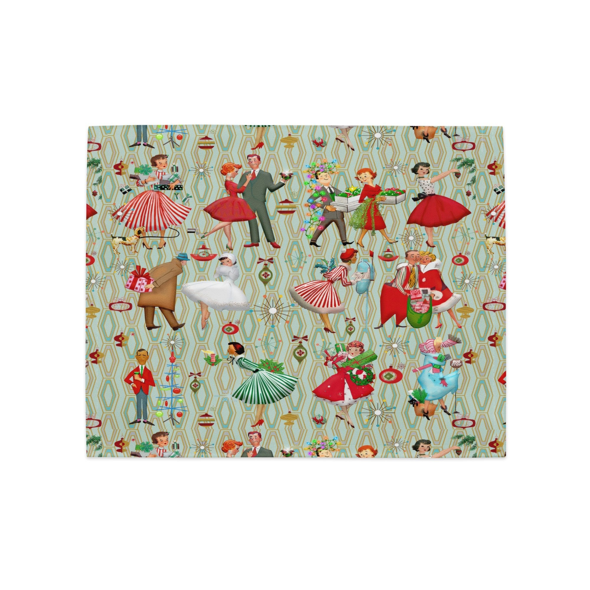 Kate McEnroe New York 1950s Retro Vintage Christmas Placemats Set of 4, Mid Century Modern Green Red Holiday TablePlacemats6836692_17484