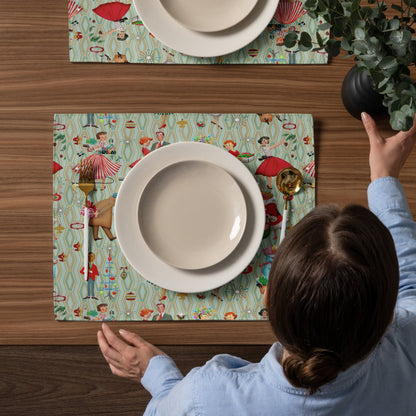Kate McEnroe New York 1950s Retro Vintage Christmas Placemats Set of 4, Mid Century Modern Green Red Holiday TablePlacemats6836692_17484