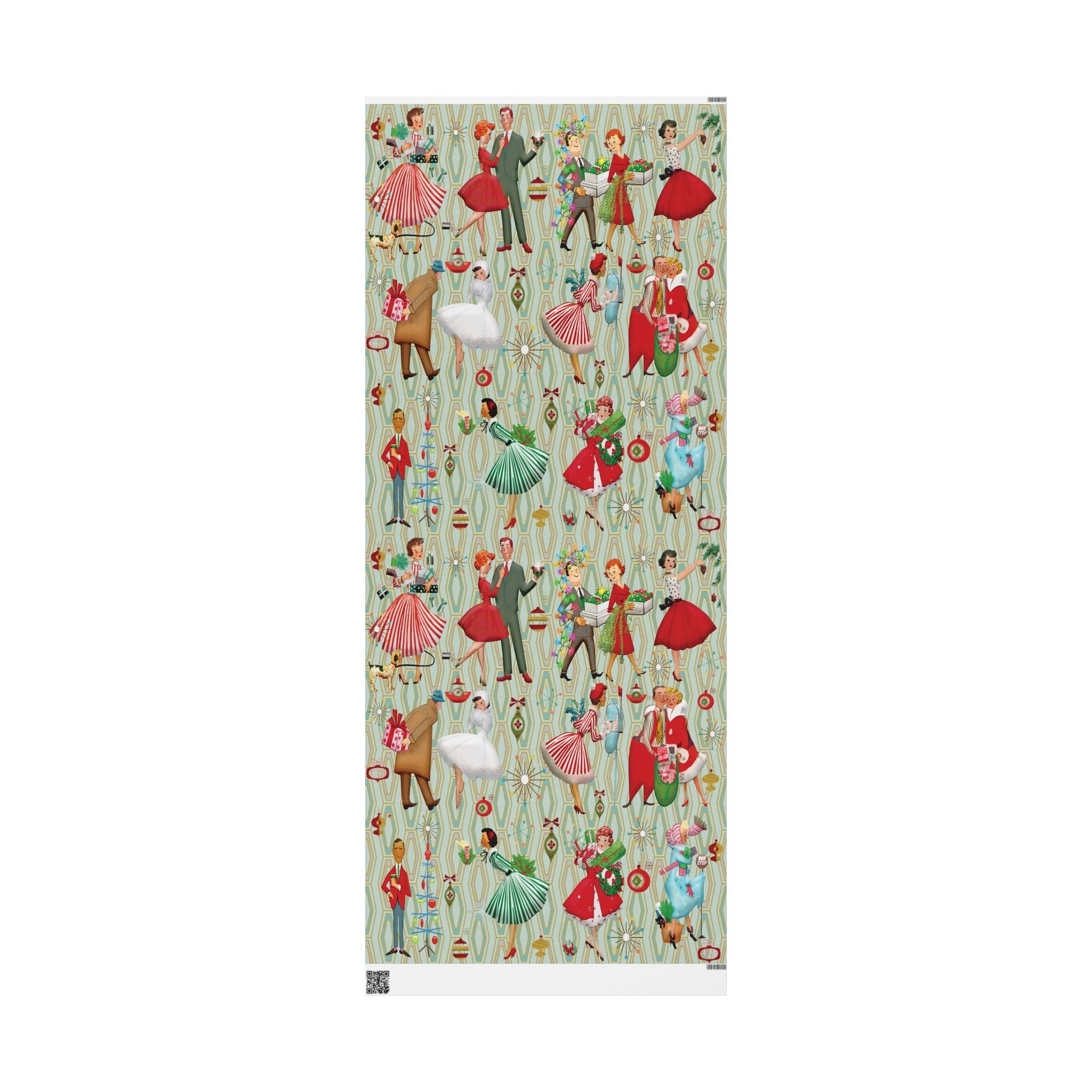 Kate McEnroe New York 1950s Retro Vintage Christmas Wrapping Paper, Mid Century Modern Retro Green, Red, Women, Ladies, Housewives Holiday Gift WrapWrapping Paper66925601530188605048