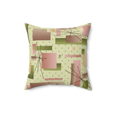 Kate McEnroe New York 1950s Retro Vintage Mid Century Modern Throw Pillow with Insert, Geometric Starbursts, Mint Green, Pink, Retro 60s Groovy Accent PillowThrow Pillows21258950519924471893