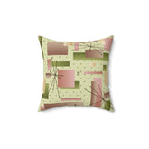 Kate McEnroe New York 1950s Retro Vintage Mid Century Modern Throw Pillow with Insert, Geometric Starbursts, Mint Green, Pink, Retro 60s Groovy Accent PillowThrow Pillows21258950519924471893