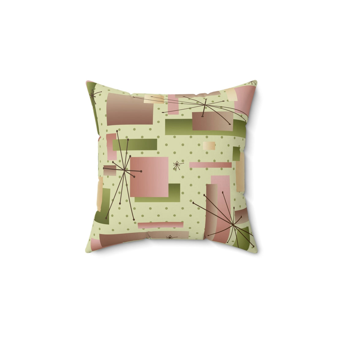 Kate McEnroe New York 1950s Retro Vintage Mid Century Modern Throw Pillow with Insert, Geometric Starbursts, Mint Green, Pink, Retro 60s Groovy Accent PillowThrow Pillows56397307980214107781