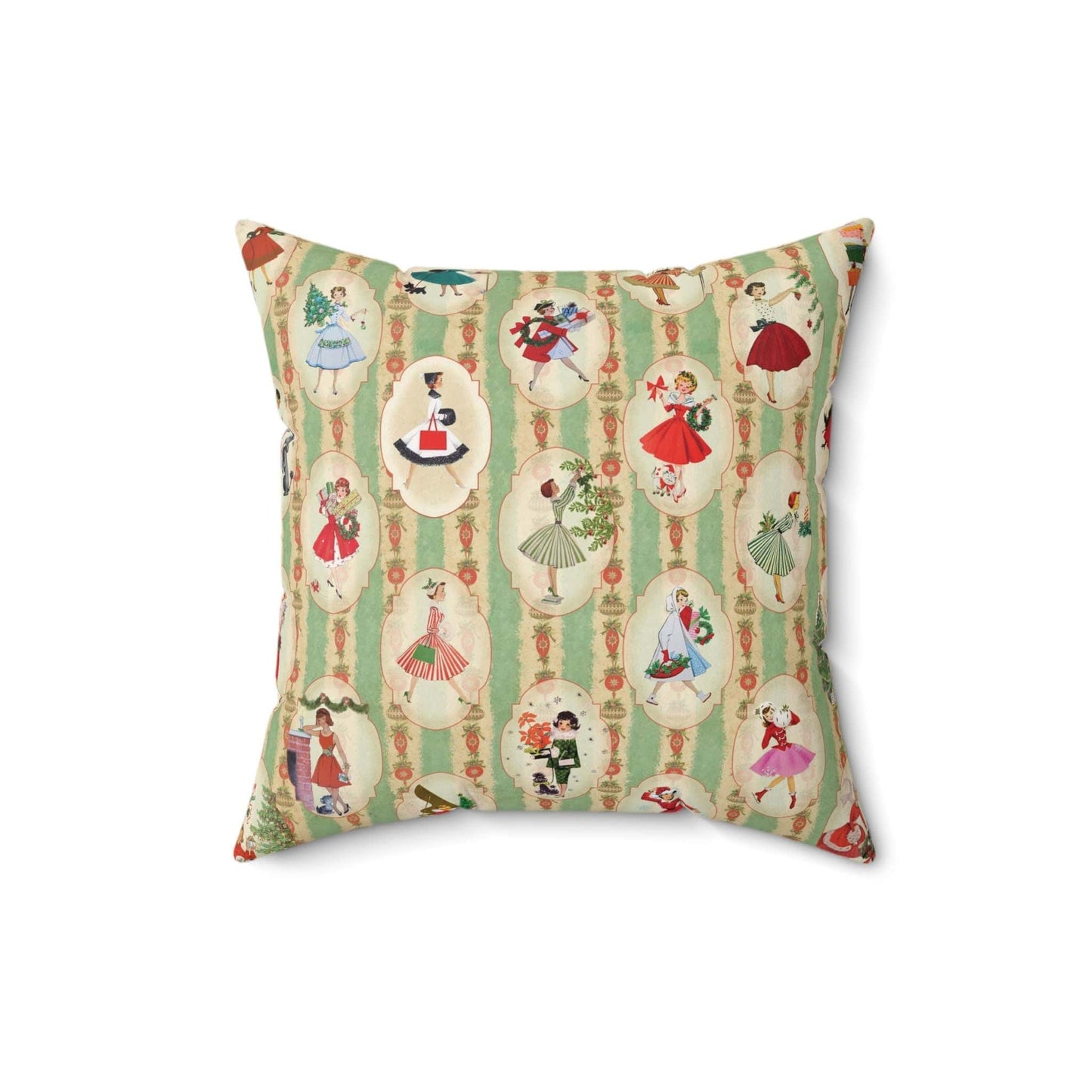 Kate McEnroe New York 1950s Vintage Christmas Decor Pillows, Retro Holiday Throw Cushions, Mid Century Modern Housewives Xmas Accent Pillows Throw Pillows