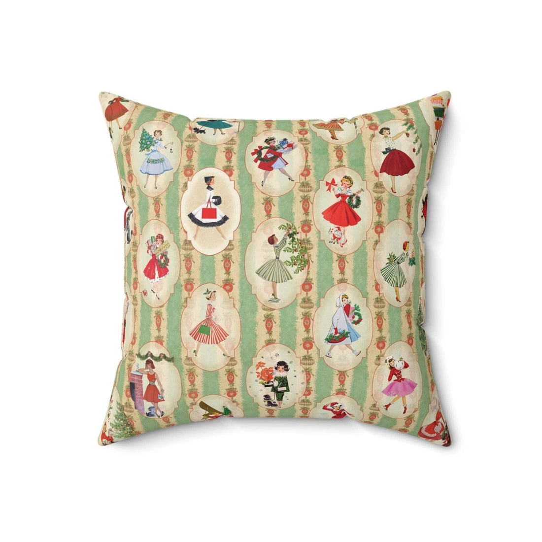 Kate McEnroe New York 1950s Vintage Christmas Decor Pillows, Retro Holiday Throw Cushions, Mid Century Modern Housewives Xmas Accent PillowsThrow Pillows33881755940376755644