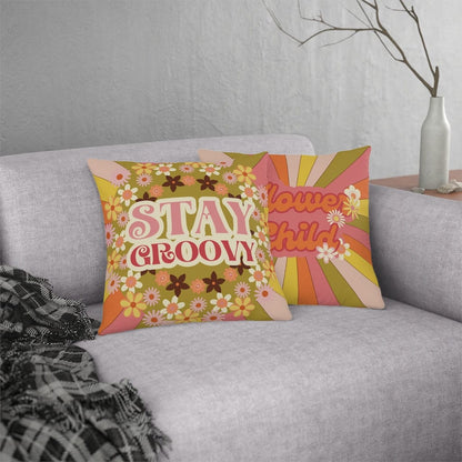 Kate McEnroe New York 1960s Mid Century Modern Retro Floral Indoor Outdoor Pillow Outdoor Pillows