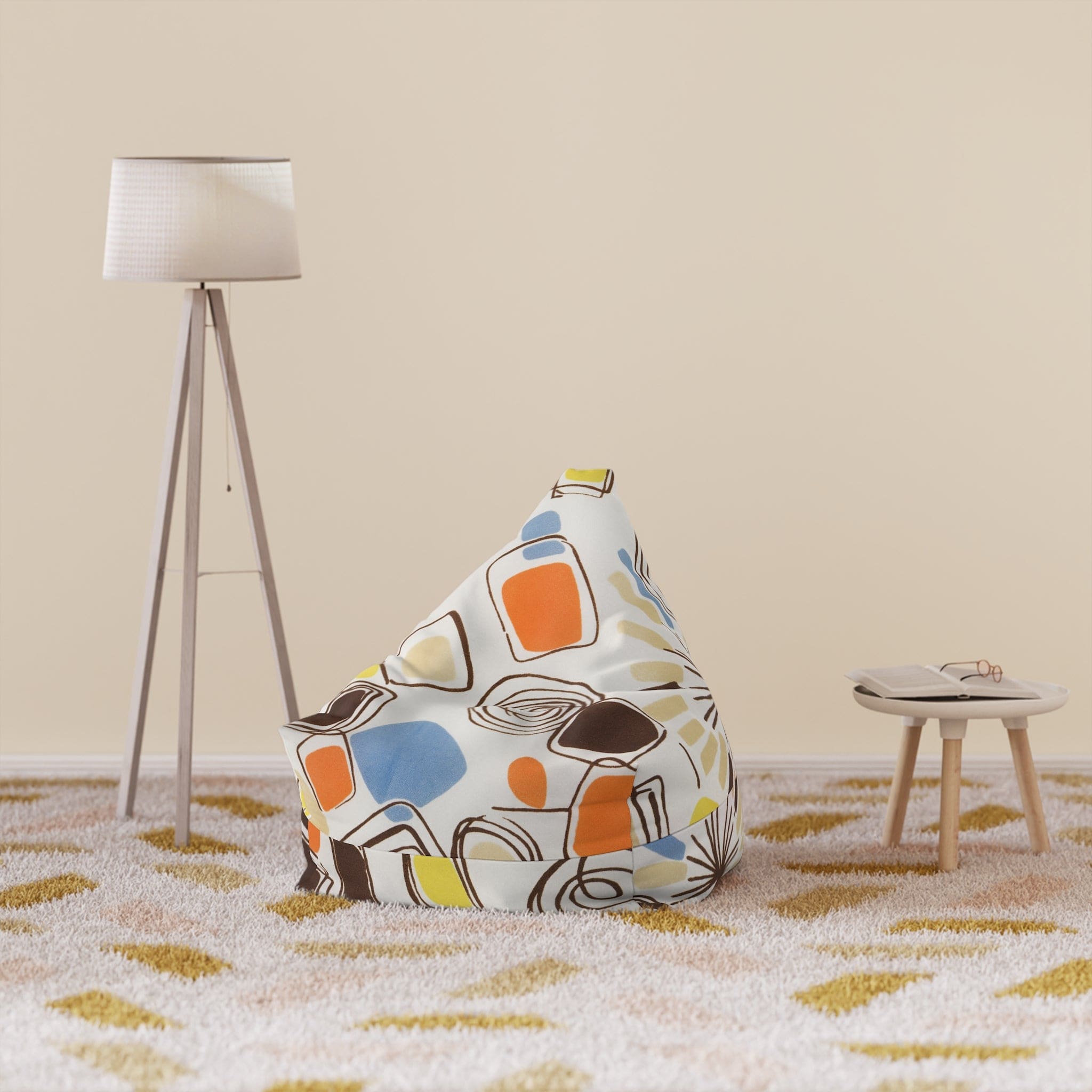 Kate McEnroe New York 1960s Mid Mod Retro Vintage Geometric Abstract Bean Bag Chair CoverBean Bag Chair Covers13103427314597615271