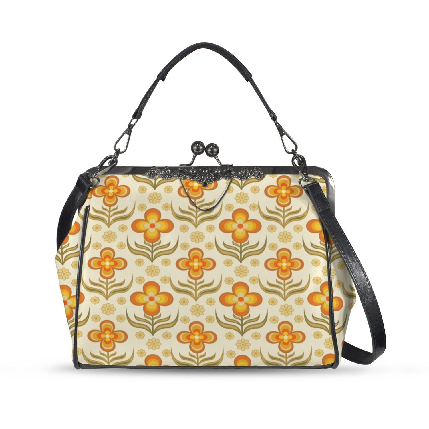 Kate McEnroe New York 1970s Flower Power Mid Mod Retro Groovy Kisslock Crossbody BagCrossbody BagsD3187438