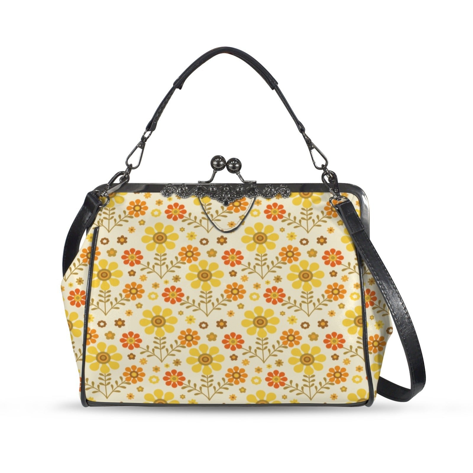 Kate McEnroe New York 1970s Groovy Hippie Retro Flower Power Kisslock Crossbody BagCrossbody BagsD3187440