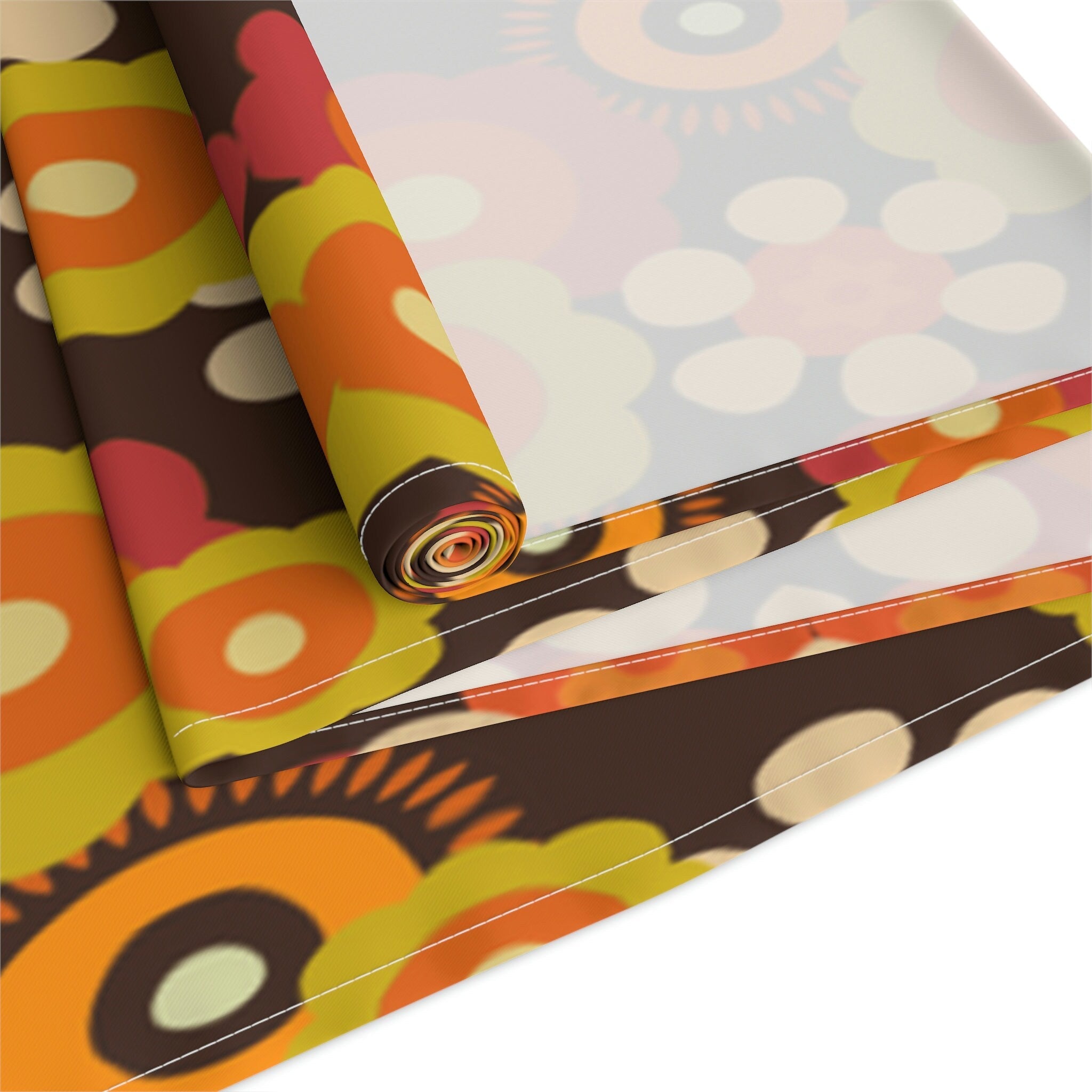 Kate McEnroe New York 1970s Mid Century Modern Boho Floral Table Runner, Retro Table Runner, 70s Vibe Flower Power Table Linen, Spring Dining Table Decor GiftsTable Runners23844892641802564395