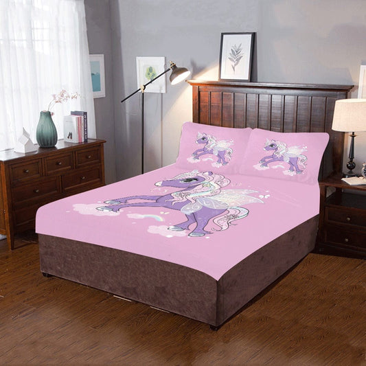 Kate McEnroe New York 3-Piece Unicorn Rainbow Duvet Bedding Set 3-Piece Bedding Set One Size - 86in x 70in D6082449