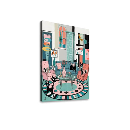 Kate McEnroe New York 50s Kitsch Mod Lounge Atomic Cat MCM Canvas Wall ArtCanvas Wall ArtV6Tp12BQO0