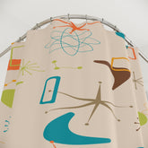 Kate McEnroe New York 50s Mid Century Modern Boomerang Starburst shower curtains, Retro Beige, Orange, Teal Blue, Lime Bathroom, Atomic Age Bath DecorShower CurtainsS40 - MID - GEO - 7X7