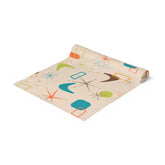 Kate McEnroe New York 50s Mid Century Modern Boomerang Starburst Table Runner, Retro Beige, Orange, Teal Blue, Lime Table LinensTable Runners20328300914304814819