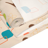 Kate McEnroe New York 50s Mid Century Modern Boomerang Starburst Table Runner, Retro Beige, Orange, Teal Blue, Lime Table LinensTable Runners20328300914304814819