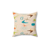 Kate McEnroe New York 50s Mid Century Modern Boomerang Starburst Throw Pillow with Insert, Retro MCM Beige, Orange, Teal, Lime, Living Room, Bedroom Accent PillowThrow Pillows30863447366434392487