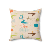 Kate McEnroe New York 50s Mid Century Modern Boomerang Starburst Throw Pillow with Insert, Retro MCM Beige, Orange, Teal, Lime, Living Room, Bedroom Accent PillowThrow Pillows30863447366434392487