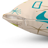 Kate McEnroe New York 50s Mid Century Modern Boomerang Starburst Throw Pillow with Insert, Retro MCM Beige, Orange, Teal, Lime, Living Room, Bedroom Accent PillowThrow Pillows30863447366434392487