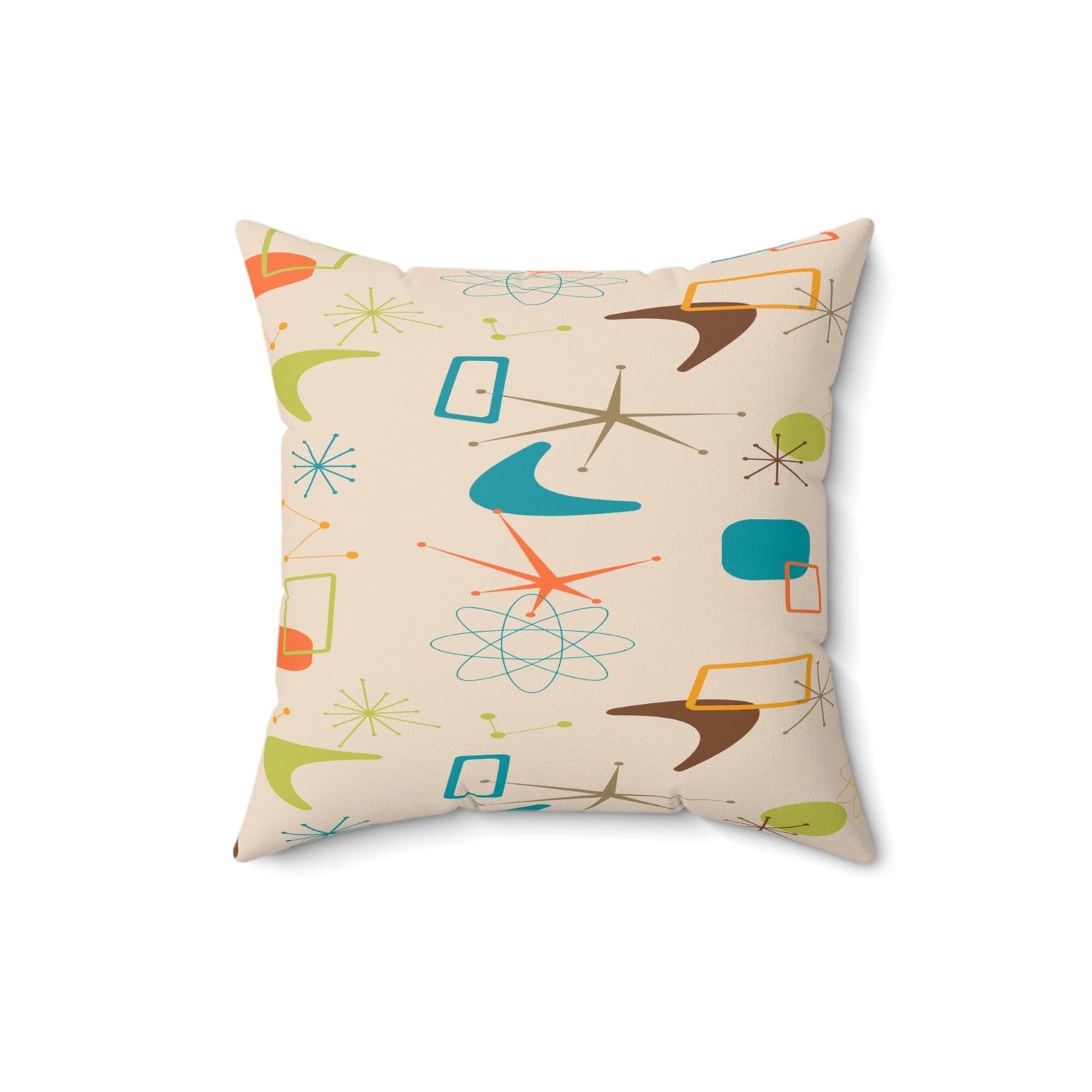Kate McEnroe New York 50s Mid Century Modern Boomerang Starburst Throw Pillow with Insert, Retro MCM Beige, Orange, Teal, Lime, Living Room, Bedroom Accent PillowThrow Pillows30863447366434392487