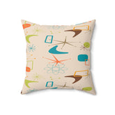 Kate McEnroe New York 50s Mid Century Modern Boomerang Starburst Throw Pillow with Insert, Retro MCM Beige, Orange, Teal, Lime, Living Room, Bedroom Accent PillowThrow Pillows30863447366434392487