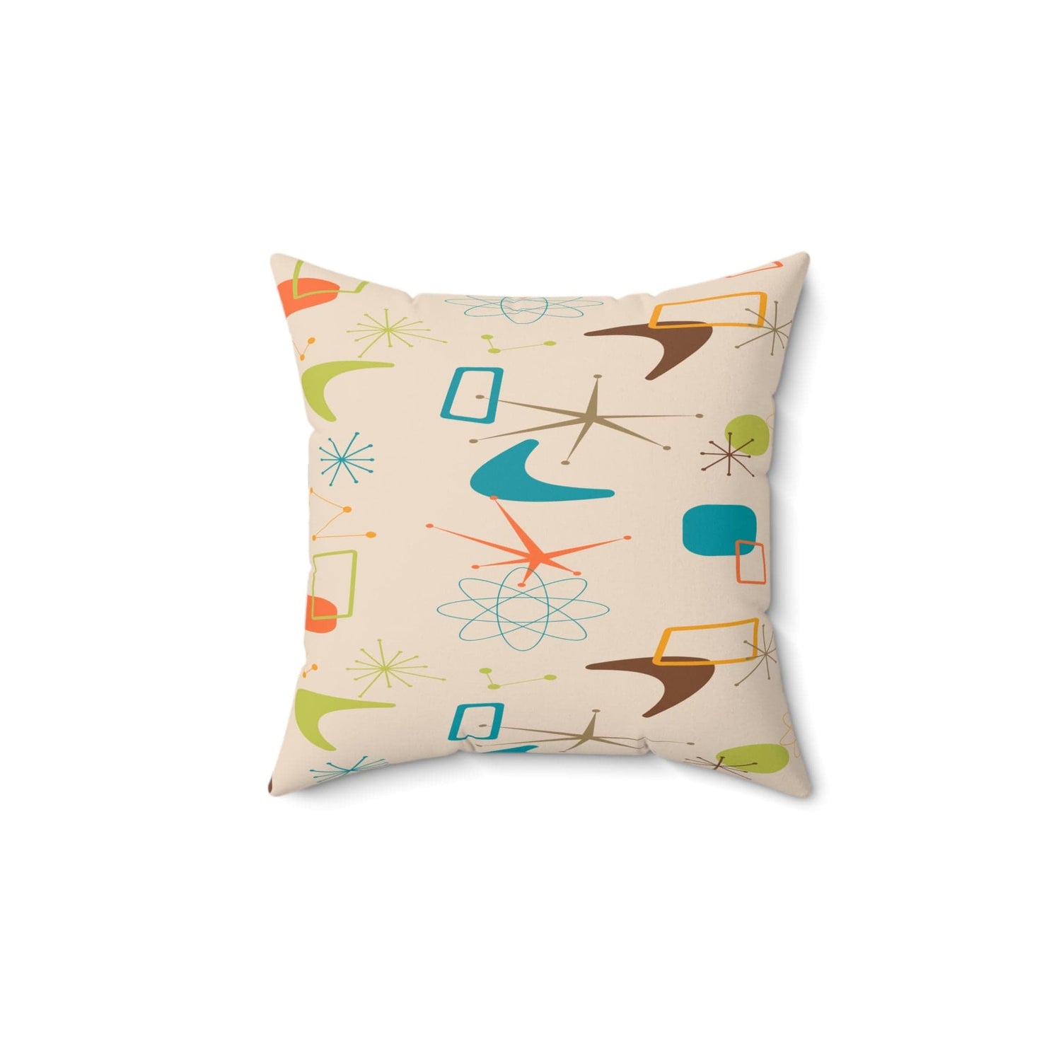 Kate McEnroe New York 50s Mid Century Modern Boomerang Starburst Throw Pillow with Insert, Retro MCM Beige, Orange, Teal, Lime, Living Room, Bedroom Accent PillowThrow Pillows30863447366434392487