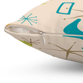 Kate McEnroe New York 50s Mid Century Modern Boomerang Starburst Throw Pillow with Insert, Retro MCM Beige, Orange, Teal, Lime, Living Room, Bedroom Accent PillowThrow Pillows30863447366434392487