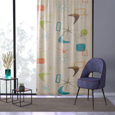 Kate McEnroe New York 50s Mid Century Modern Boomerang Starburst Window Curtains, Retro MCM Beige, Orange, Teal Blue, Lime, Living Room, Bedroom Window DecorWindow CurtainsW3S - MID - GEO - SH6