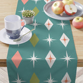 Kate McEnroe New York 50s Mid Century Modern Retro Aqua Blue Diamond Starburst Table RunnerTable Runners18840401155891775167