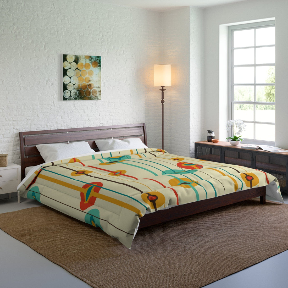 Kate McEnroe New York 50s Mid Century Modern Retro Geometric Amoeba Comforter Comforters 104&quot; × 88&quot; 40194197439183630700