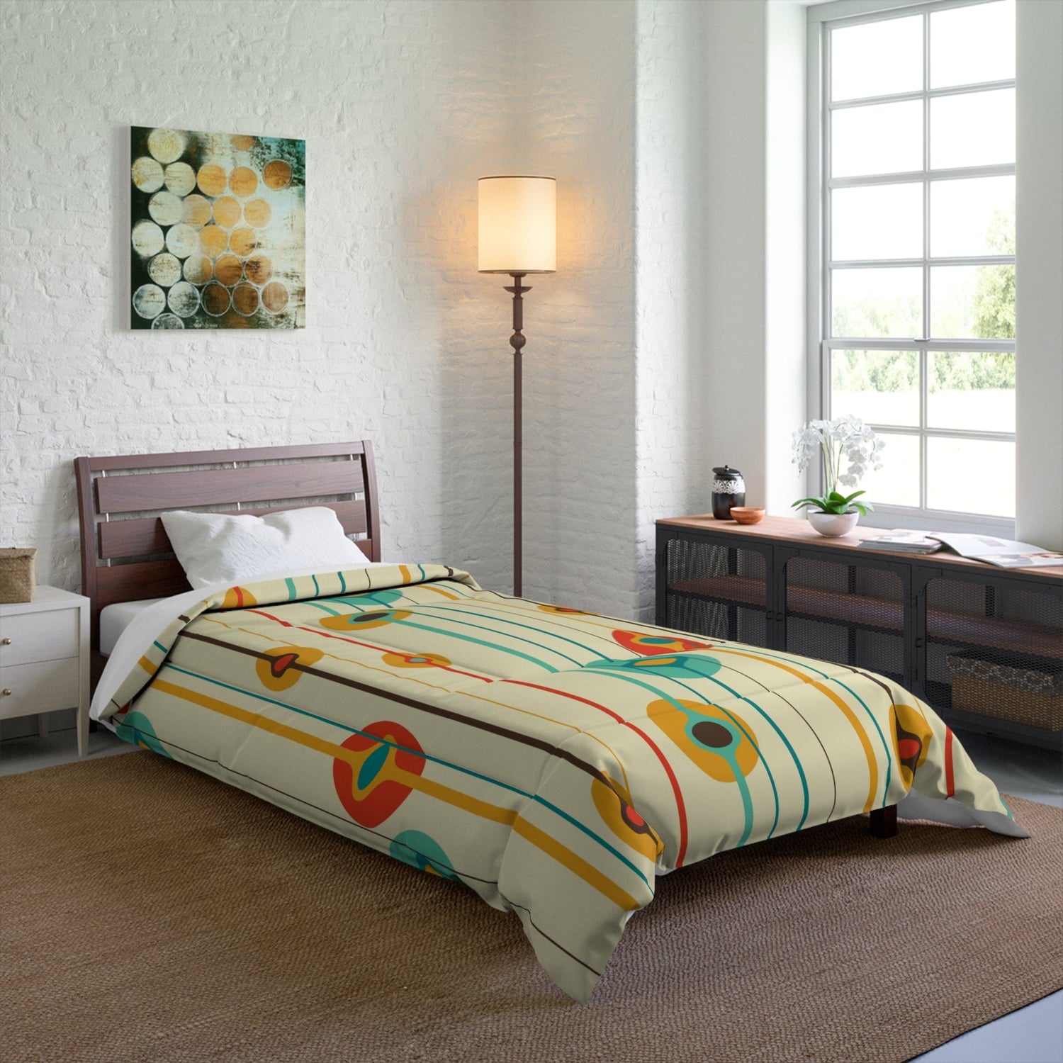 Kate McEnroe New York 50s Mid Century Modern Retro Geometric Amoeba Comforter Comforters 68&quot; × 92&quot; 98911953283223504662