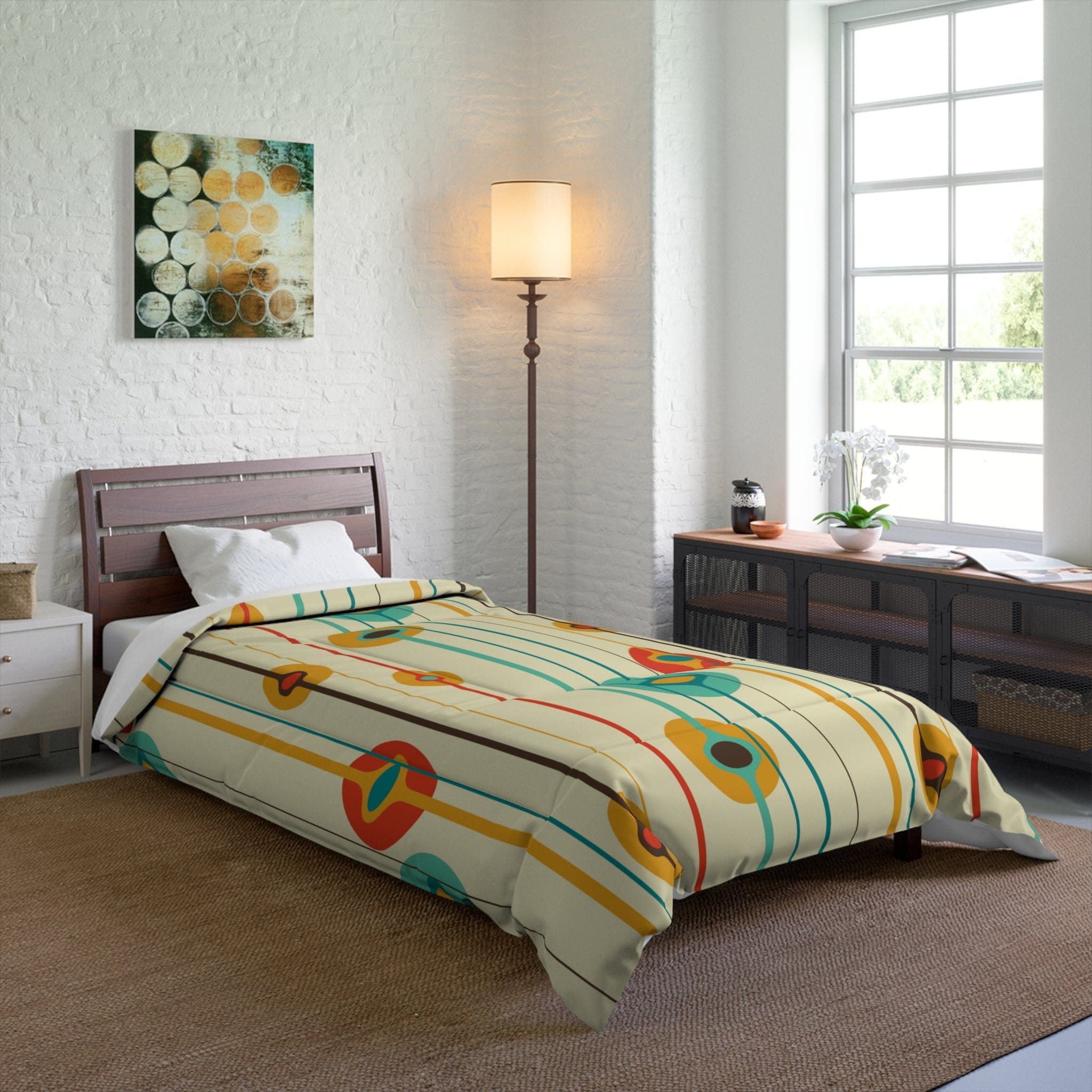 Kate McEnroe New York 50s Mid Century Modern Retro Geometric Amoeba Comforter Comforters 68&quot; × 92&quot; 98911953283223504662