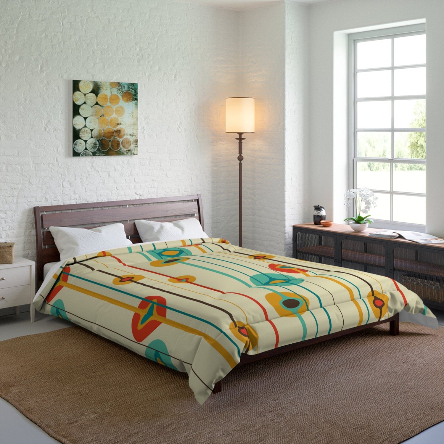 Kate McEnroe New York 50s Mid Century Modern Retro Geometric Amoeba Comforter Comforters 88&quot; × 88&quot; 25944165277367609020