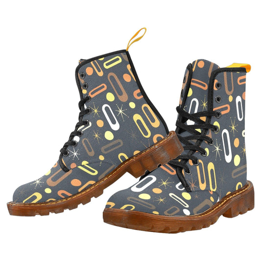 interestprint 50s Modern Vintage Geometric Men's Canvas Boots Boots