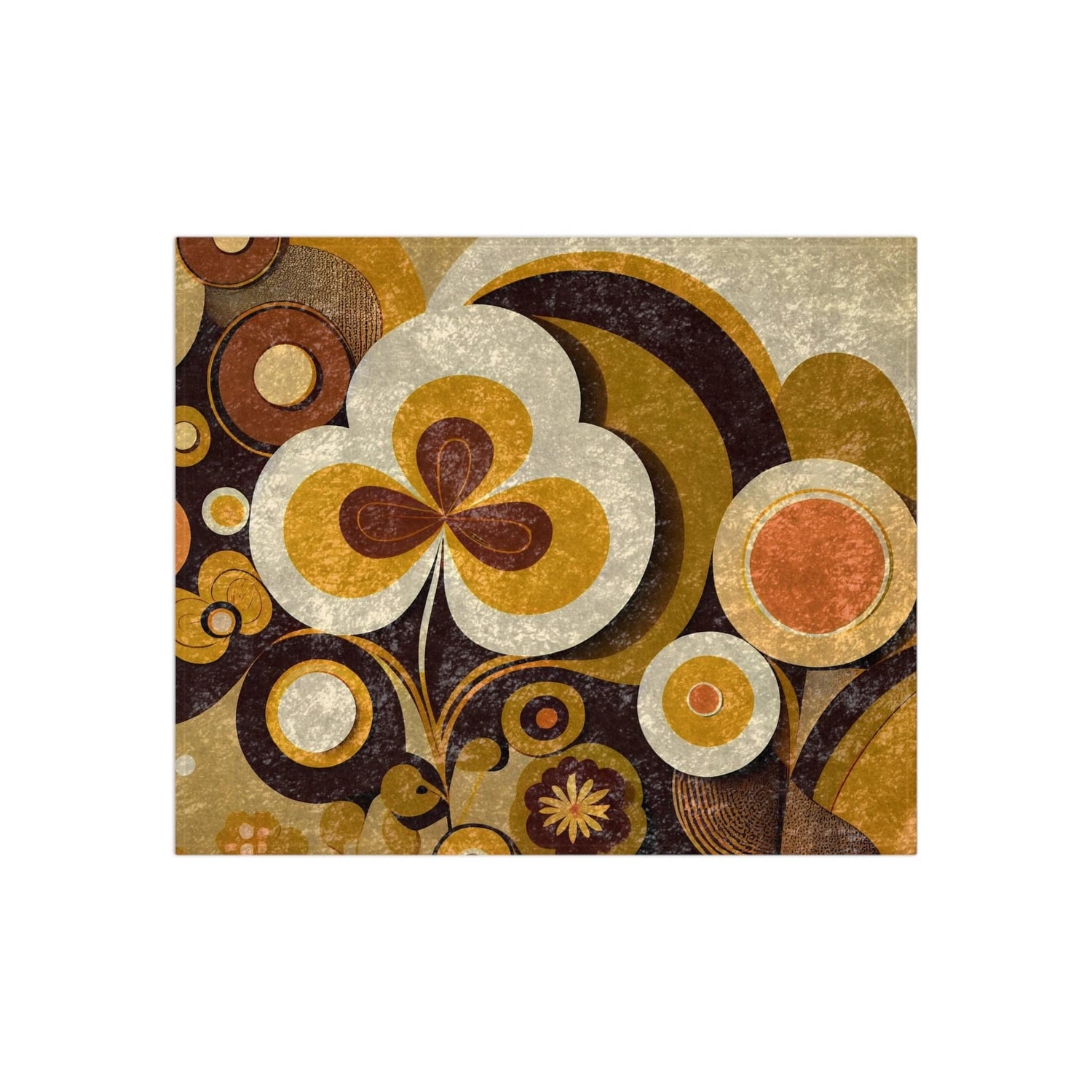 Kate McEnroe New York 60s, 70s Mid Mod Geometric Retro Floral Crushed Velvet Blanket, MCM Groovy Abstract Living Room, Bedroom Decor - 122881223 Blankets 22775086672922856836