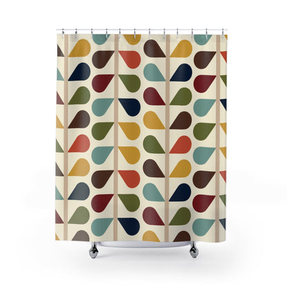 Kate McEnroe New York 60s Floral Retro Shower Curtain, Mid Century Modern Teal, Mustard, Green, Brown Bath DecorShower Curtains21447630765556618067