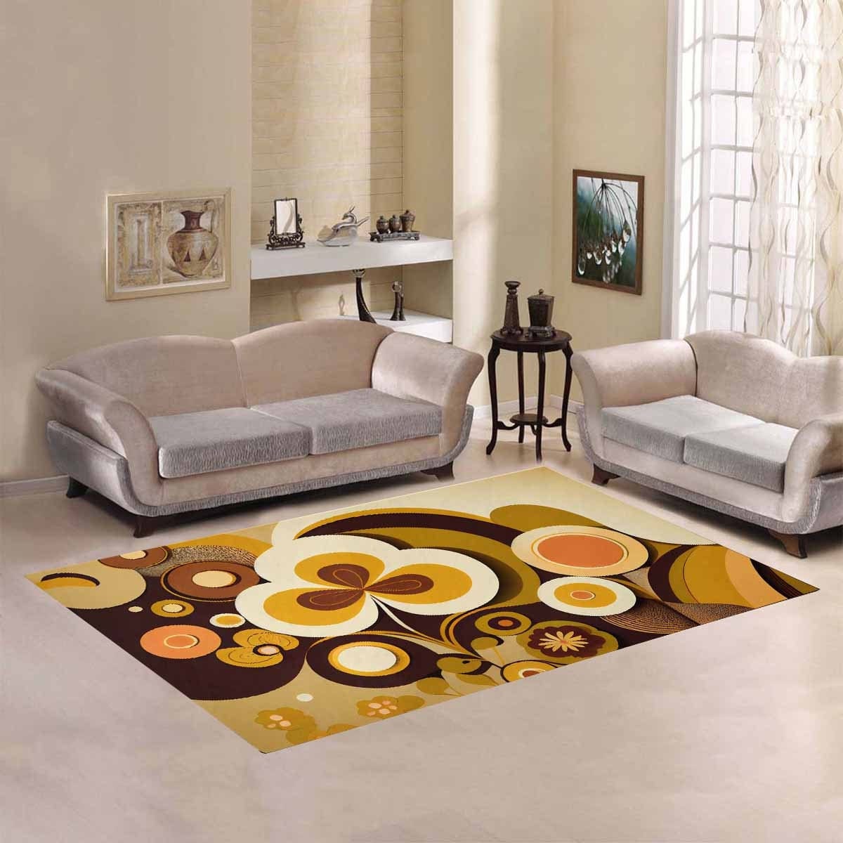 Kate McEnroe New York 60s MCM Geometric Retro Area Rug, 70s Groovy, Hippie Bold Abstract Accent Rug, Mid Century Modern Living Room, Bedroom Carpet - 123681223 Rugs