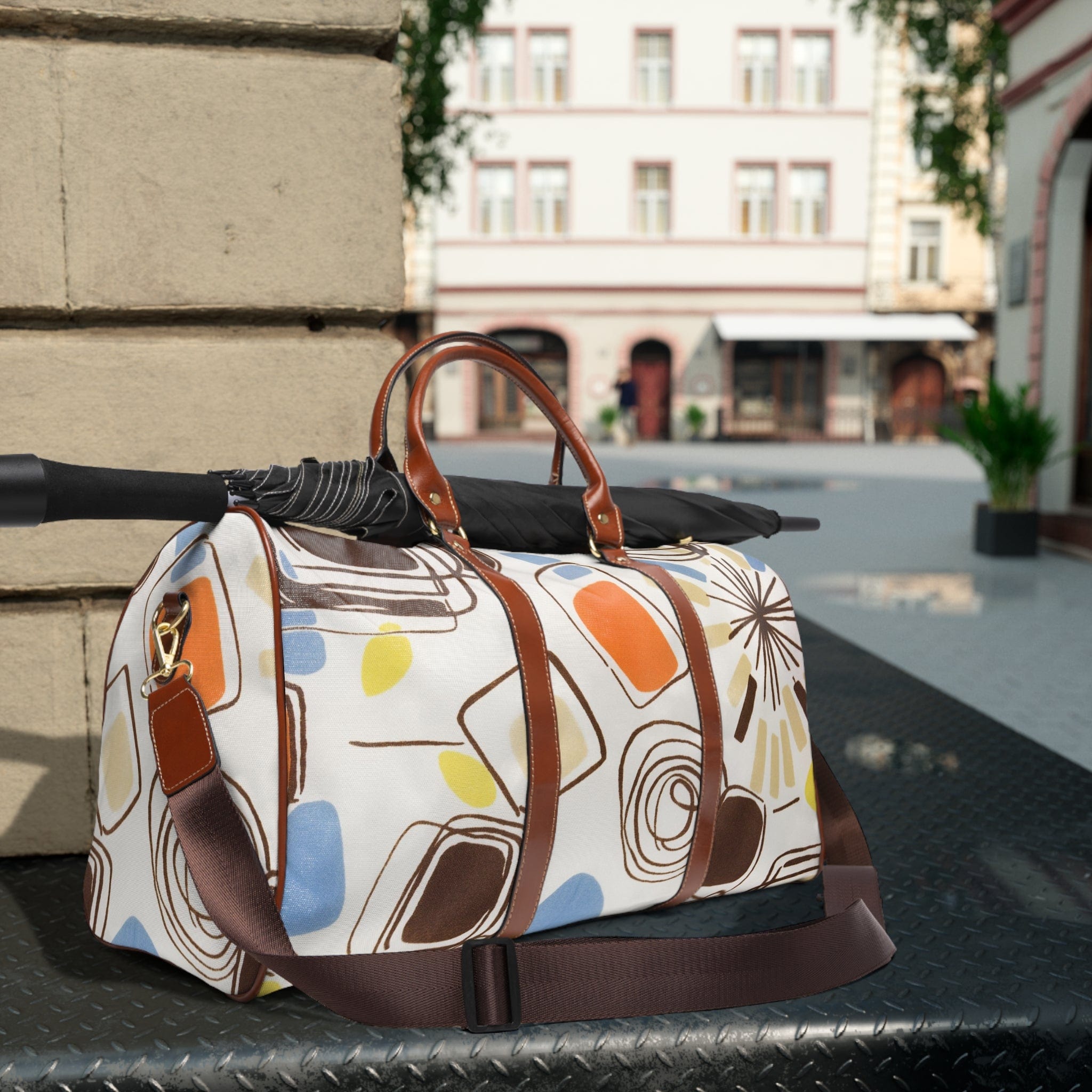 Kate McEnroe New York 60s Mid Mod Geometric Abstract Travel BagDuffel BagsD2819696