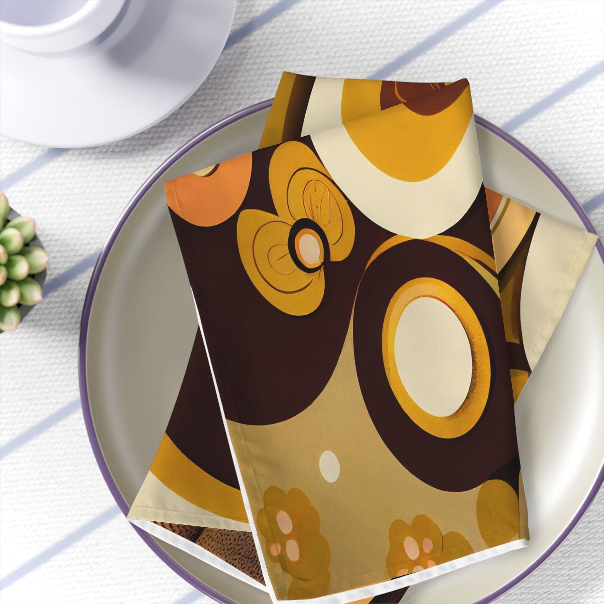 Kate McEnroe New York 60s Mid Mod Geometric Retro Napkins, MCM 70s Groovy, Hippie Bold Abstract Table Linens, Mid Century Modern Cloth Dinner Napkins - 123181223Napkins27908889301112078979