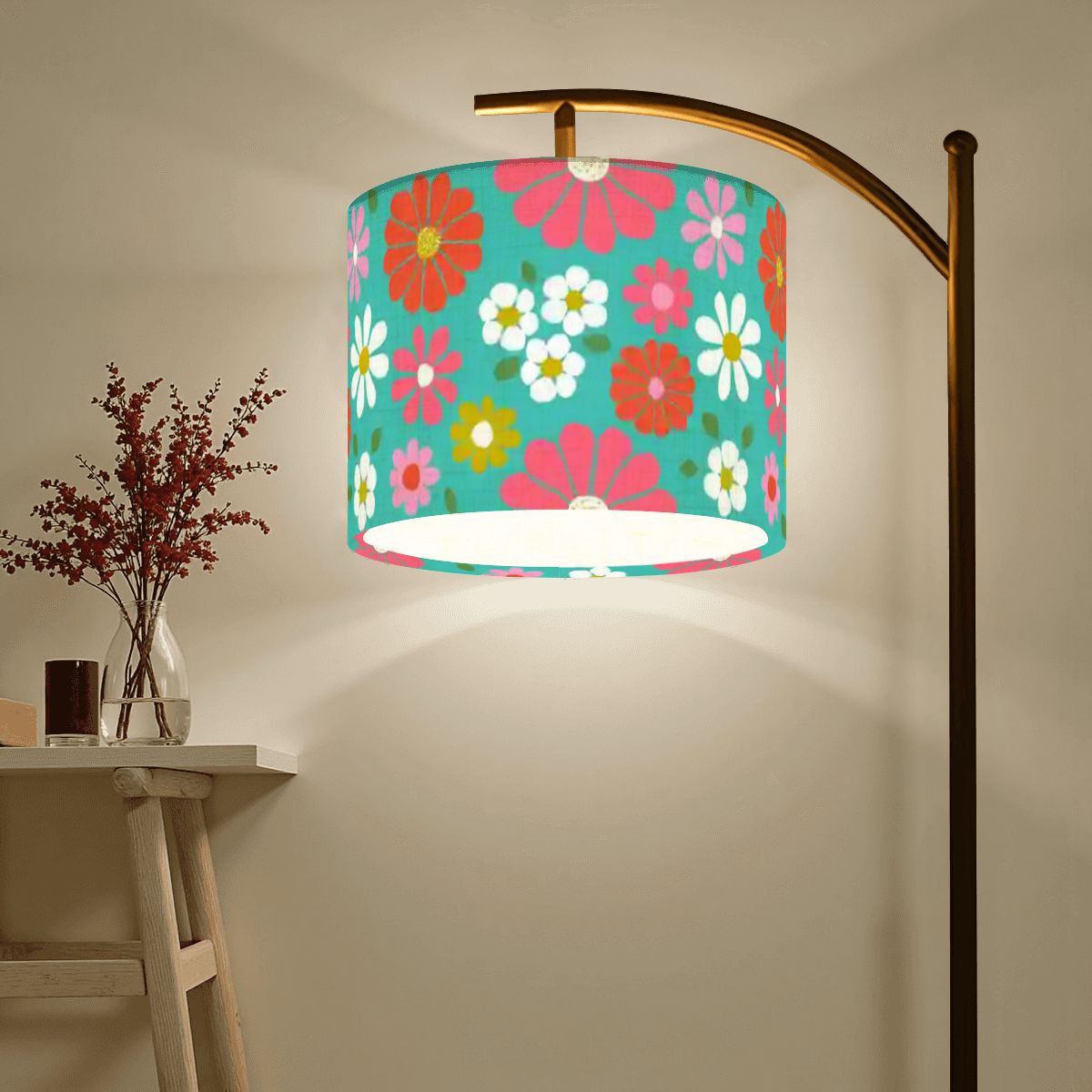 Kate McEnroe New York 60s Mod Flower Power Arc Floor Lamp, Mid Century Modern Groovy Floral Accent LightingArc Floor LampsauULpHTbAX